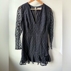 LA MAISON TALULAH‎ Black Lace Mini Dress Ruffle Whimsigoth Fairy Grunge Witchy L
